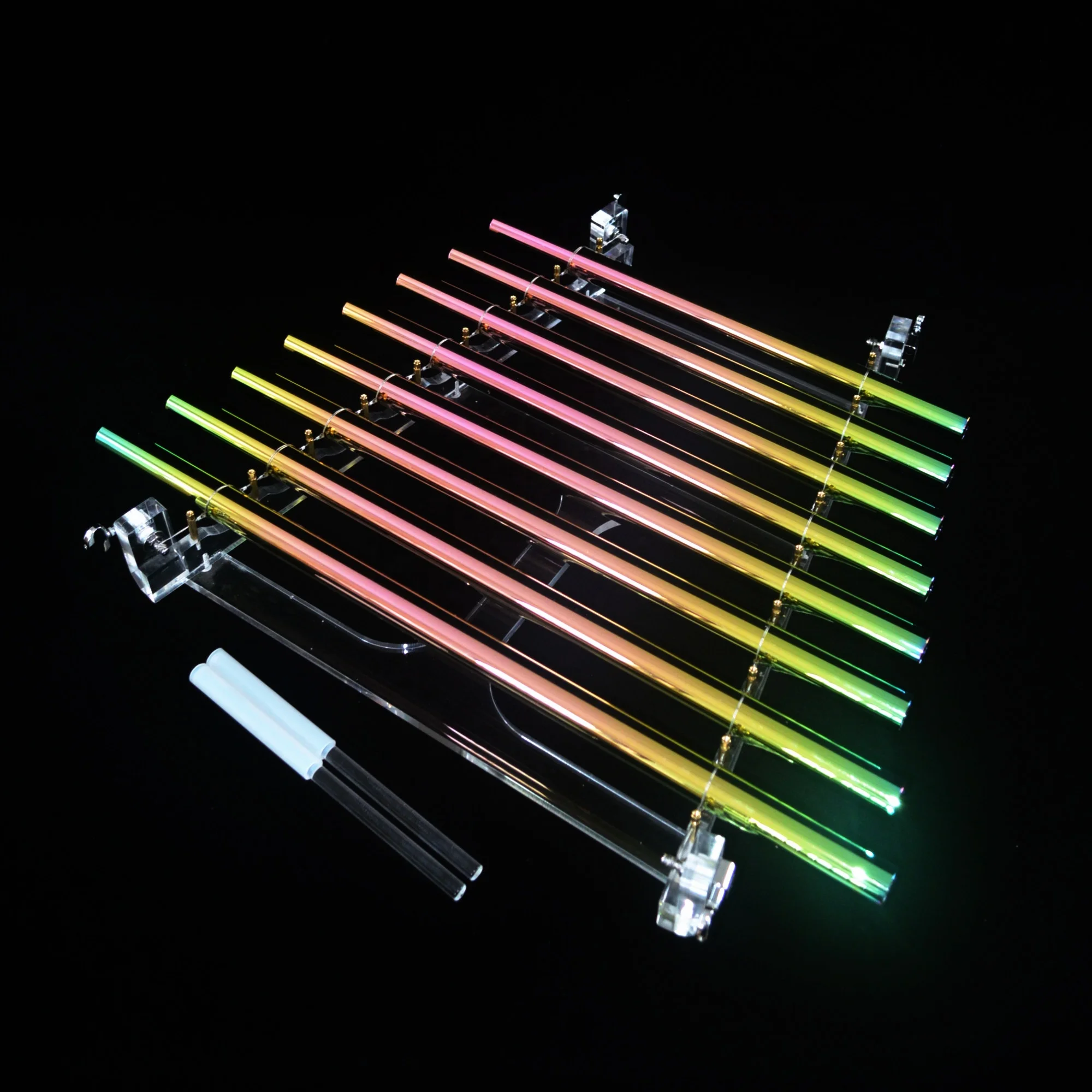 Titanium Plated Crystal Singing Harp Chakra Notes 432hz 440hz Quartz Sound Harp Musical Instrument Crystal Harp