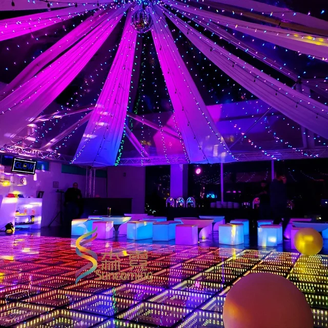 Indoor Outdoor Portable Tempered Glass Wedding Banquet Concert Stage 3D Mirror Dance Floor Tiles