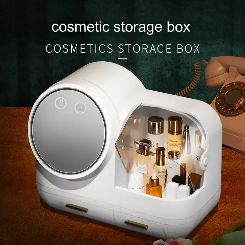 Makeup Organizer Drawers Portable Cosmetic Jewelry Storage Box Led Mirror