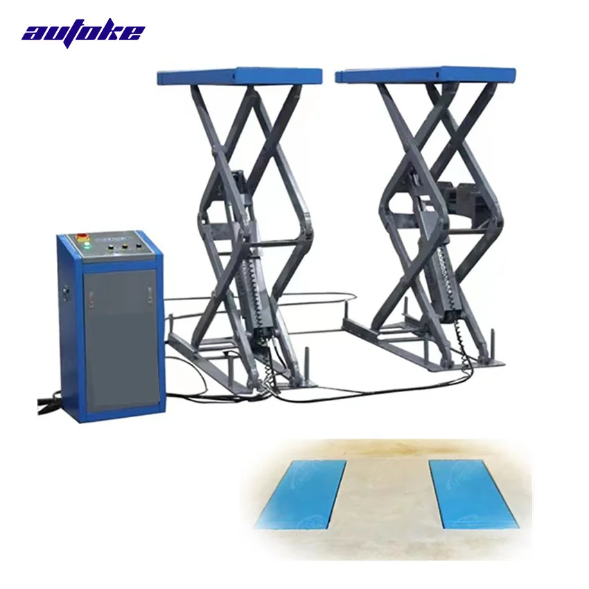AUTOKE In-ground 4000kg Scissor Car Lifts scissor auto lift electric lock full rise hydraulic scissor car lift for car repair