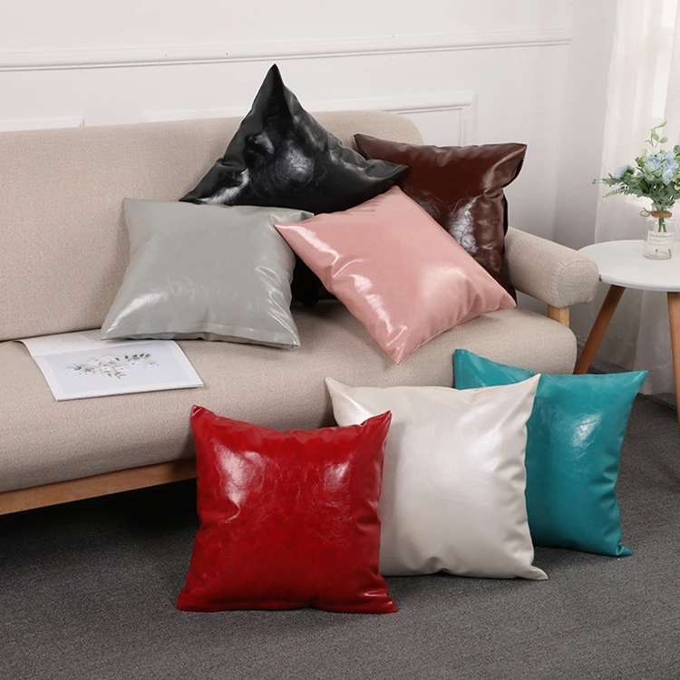 
PU Leather Cushion Cover Solid Color Pillowcases, Home Hotel Decorative Sofa Throw Pillow Cover/ 