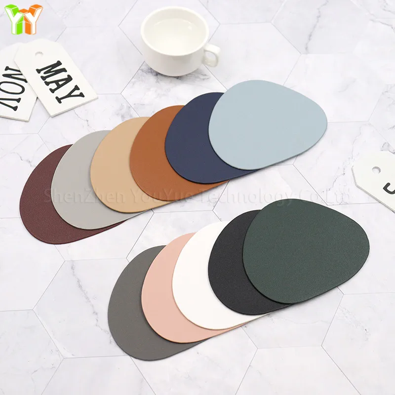 Irregular PU Leather Coasters Waterproof Coffee Mats Easy Clean Table Mats Luxury Dining for Home Decoration