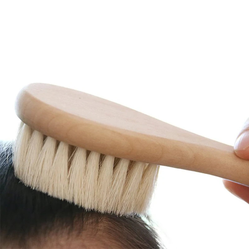 Natural Eco Friendly Bamboo 100% Nature wooden baby cleaning brush goat hair baby brush