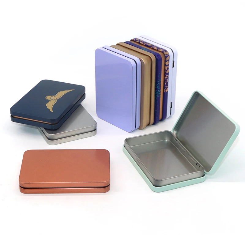Manufacturers custom Reusable small metal hinge packaging tin box