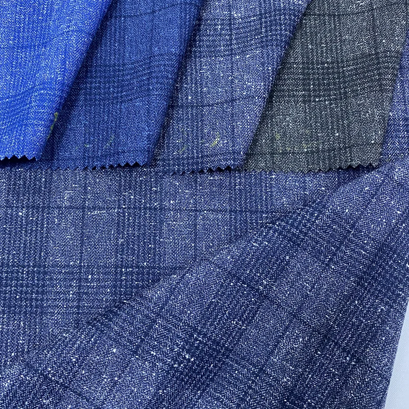 Hot Sale Ready Ship Order Polyester Viscose Spandex Window Check Fabrics For Indian Suits Fabric Tweed