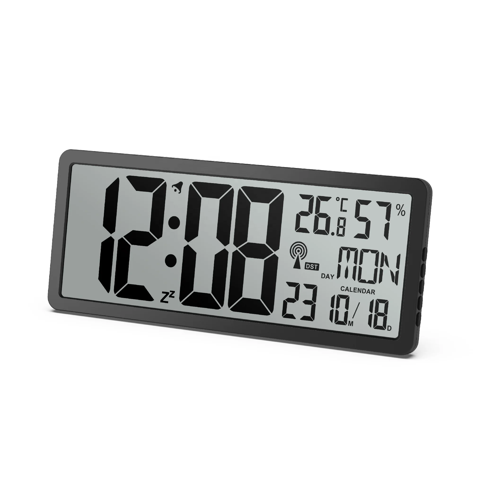 EWETIME Square Wall Clock Series Large Digital Jumbo Alarm Clock, LCD Display, multi-functional upscale office decor desk