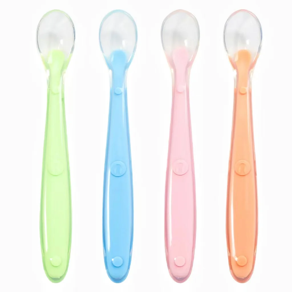 Hot Selling Soft Silicon Baby Feeding Supplies Toddler Feeder Soup Food Dinnerware Silicone Baby Spoon for bebes