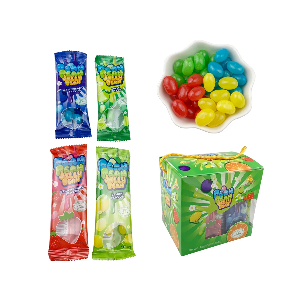 OEM Fruit Flavor Colorful Candy Halal Jelly Bean Soft Sweet Candy
