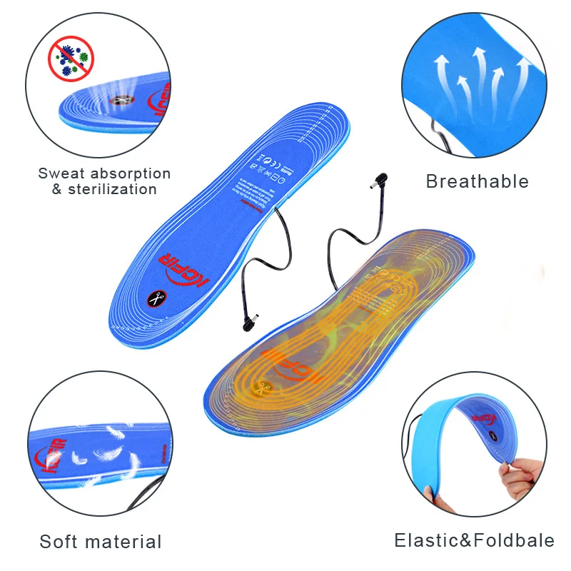 3.7V 2200mAh Winter Warming USB Rechargeable Battery Power Operated Thermal Electric Heated Insoles For Shoes Ski Boots