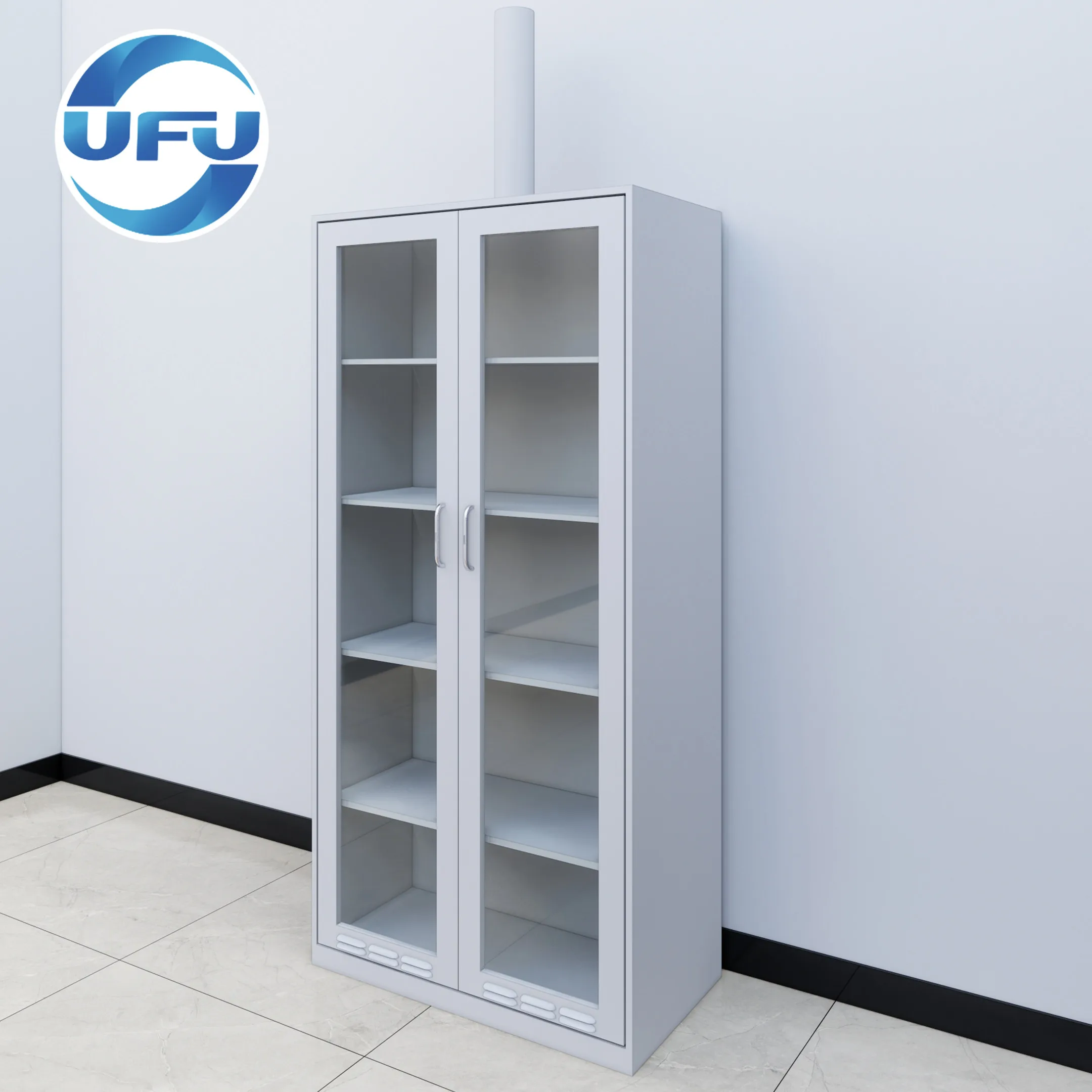 Lab Chemical Resistant Furniture Utensil Storage Cabinet  With Glass Door