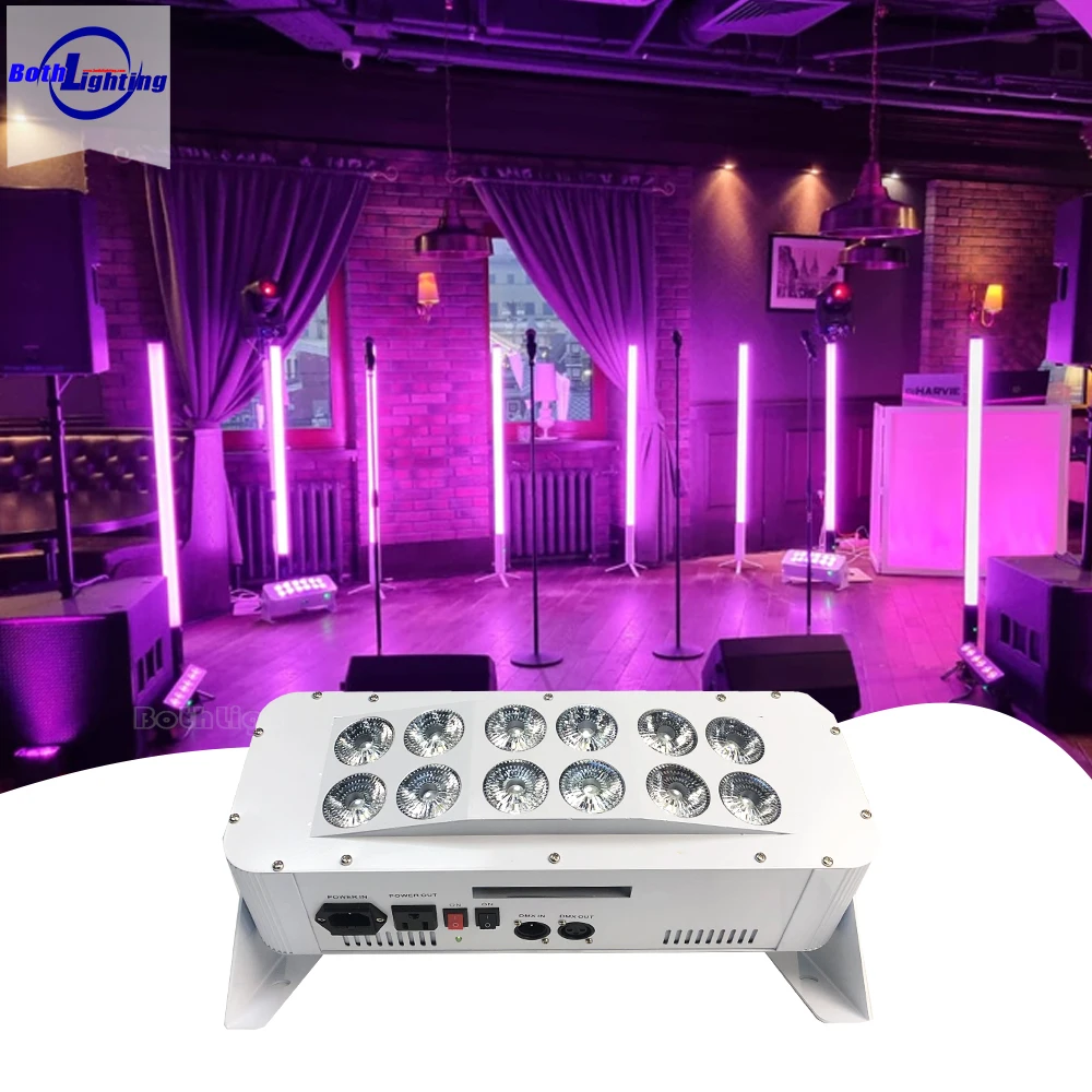 Both Lighting Wedding uplights 12x18W RGBWA+UV LED wireless dmx Battery Wash uplights with WIFI & IR Dj stage event effects