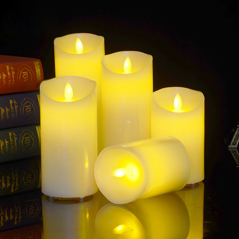 
USB charge real paraffin wax flickering LED candles with remote 