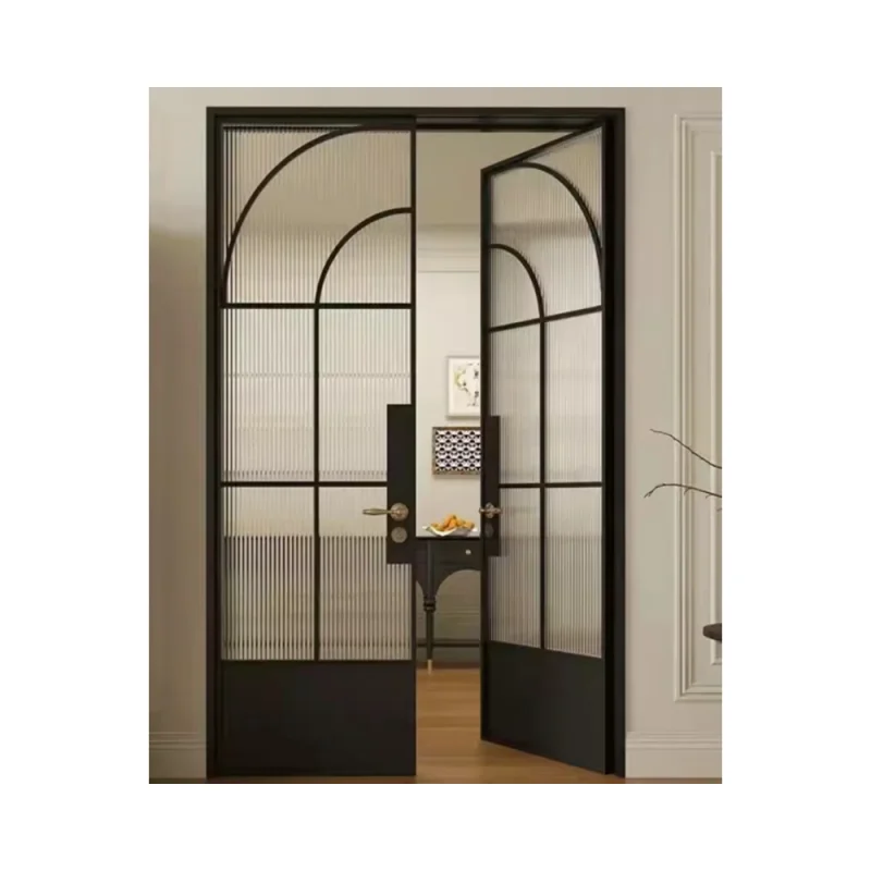 French Arches Glass Old Iron Door White Black Color Retro Design Interior Entry Interior Door