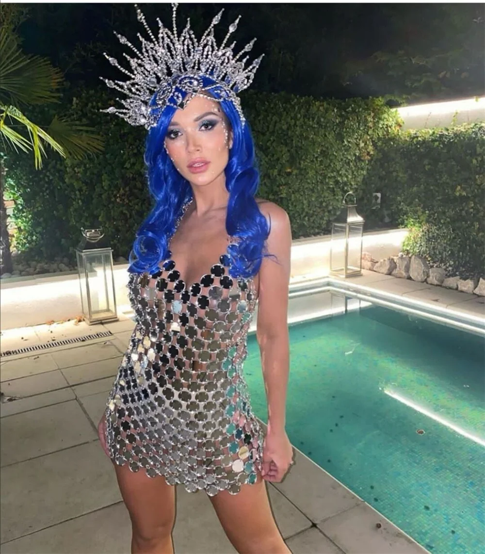 SHD1040 Fashion Golden Silver Sexy Ladies Sexy Halter Fish Scale Sequin Dance dress