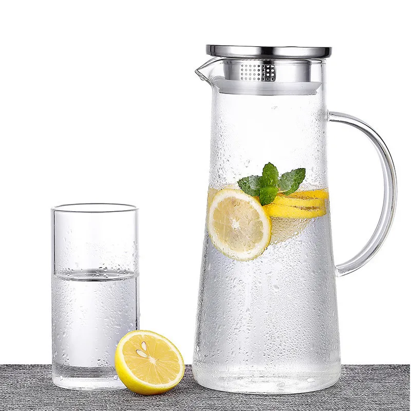 1500ml Glass Water Carafe Jug Beverage Chilled Cold Drink Home Fridge Glass Pitcher