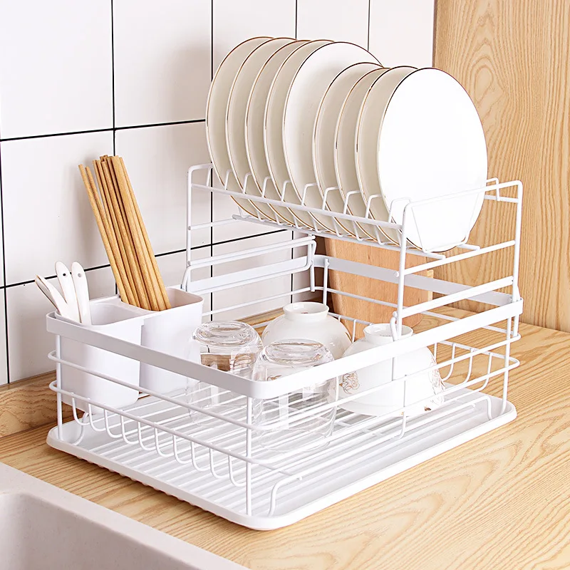 Japanese wrought iron tableware storage dish rack multifunctional kitchen racks large capacity drain dish rack