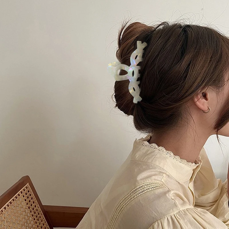 Factory Acetate Hair Claws Leopard Style Ponytail Headwear Crab Clips Retro Cross Headdress Geometric Hairpins Fashion