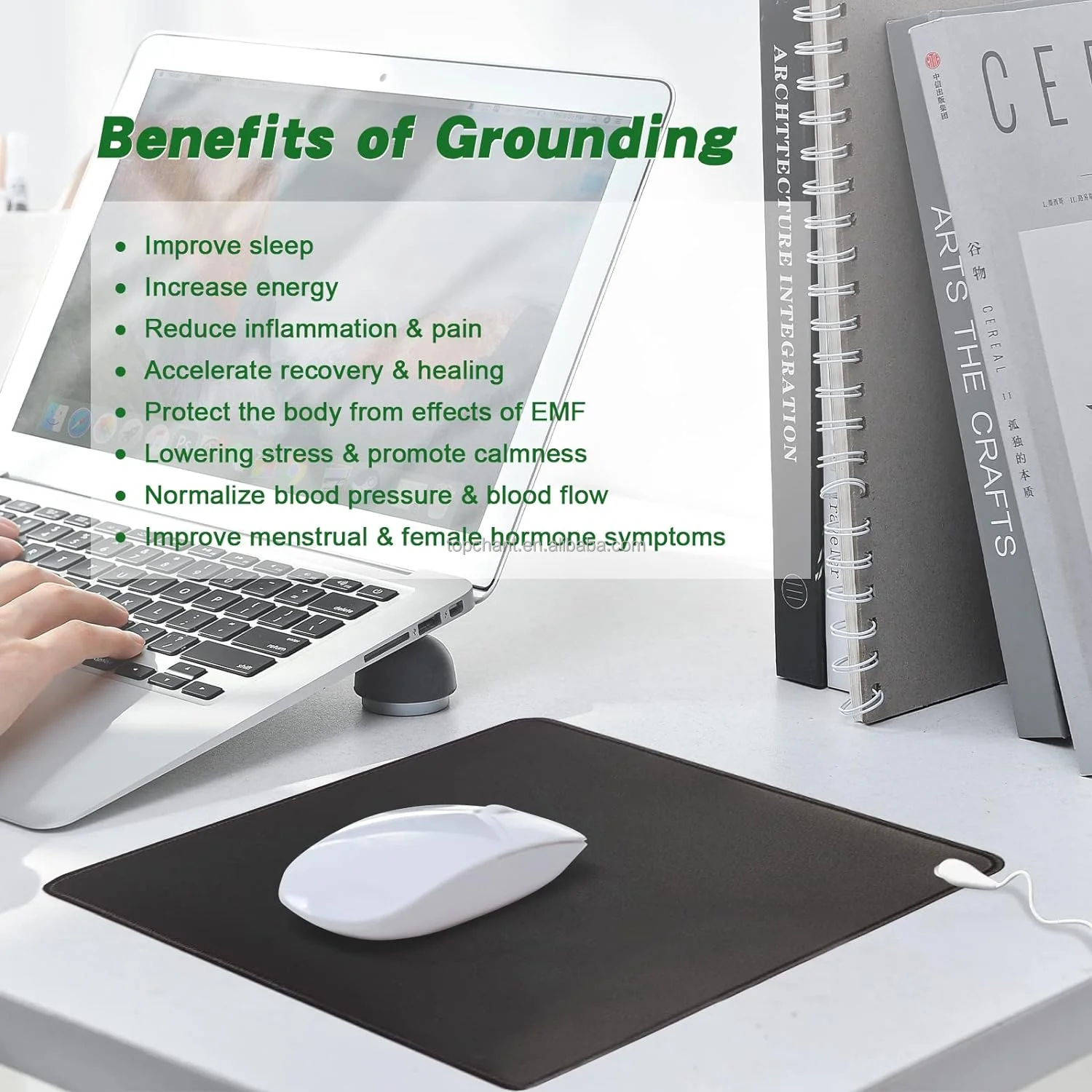 Portable Grounded Mouse Mat 11*13 Inch Grounding Mat Mouse Pad for Working Office Non-Slip MousePads with Eearthing Wire