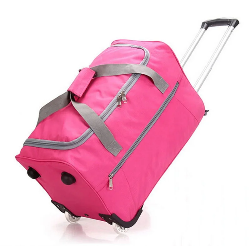 2023 Promotion Unisex Polyester Duffle Trolley Bag with Logo and Letter Pattern Zippered Wheeled Travel Bag