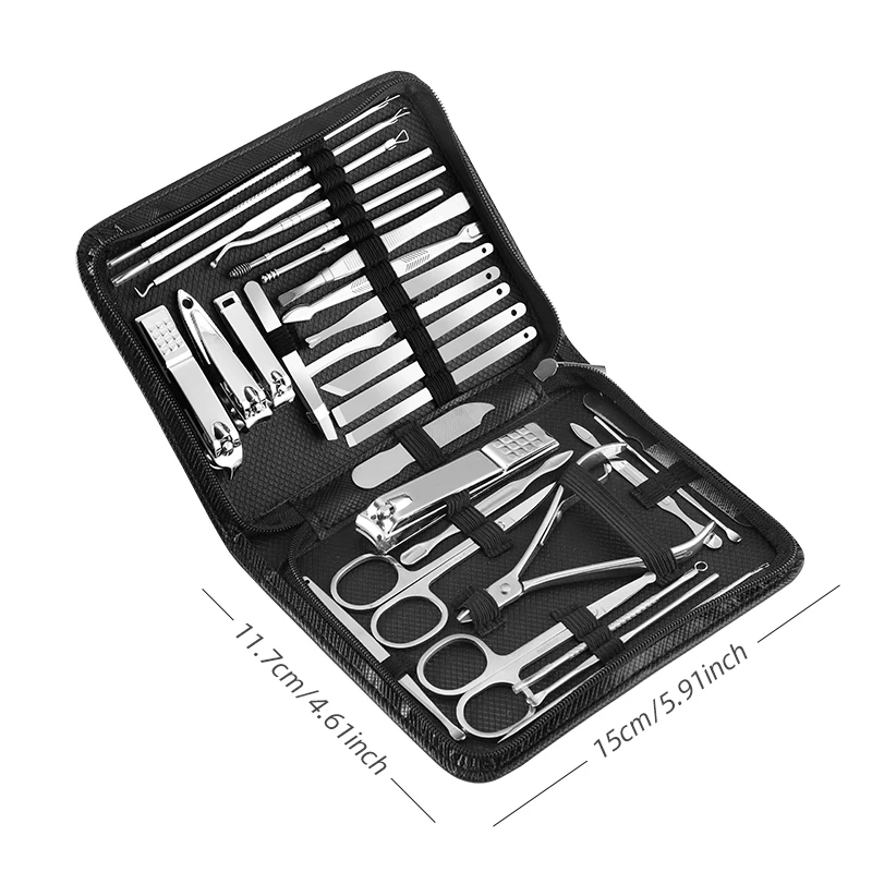 Oem Professional Kit 30 Piece Pedicure Nail Clippers Tools Stainless Steels Travel Manicure Set -