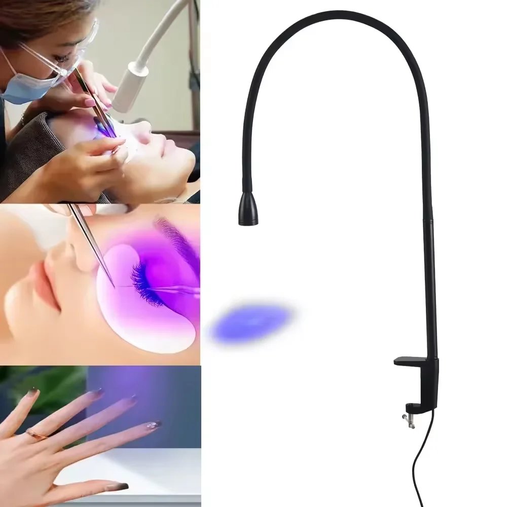 Desk clip type Product adhesives USB UV Eyelash Glue Curing Lamp for Lash Extensions led uv glue light with Foot Switch