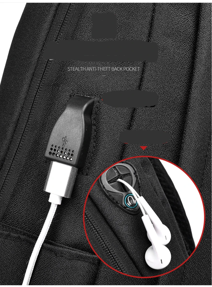 Light weight men Business travel Nylon waterproof anti-theft laptop backpack bag with USB Charging Port