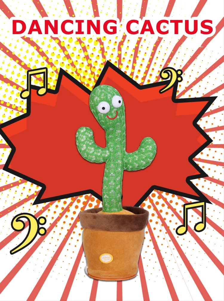 Popular Toy Dancing Singing Recording Flashing  Cactus Toys USB Charging
