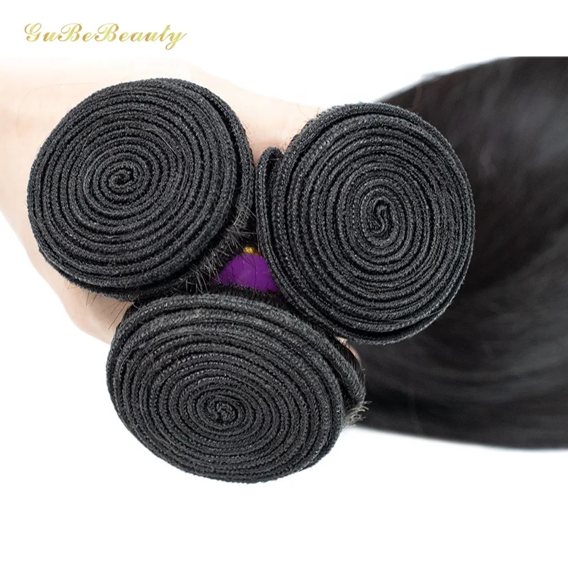 Gubebeauty wholesale human hair extension, brazilian virgin hair vendor raw hair bundles, 1B# straight human hair bundles