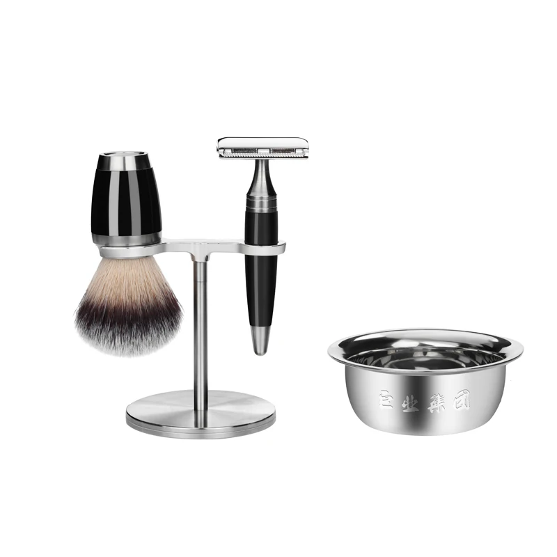 Factory wholesale acrylic handle Shaving Brush Set Shaving set gift for men (1600142595320)