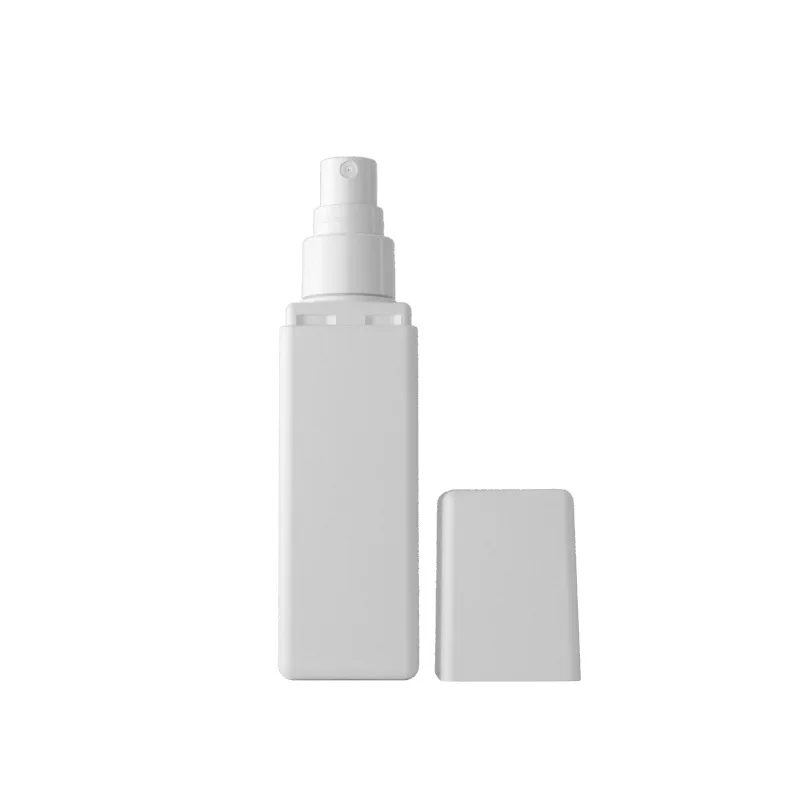 60ml 75ml 90ml PE square white spray bottles double-layer full cover  fog spray jar pure Dew sub-bottle