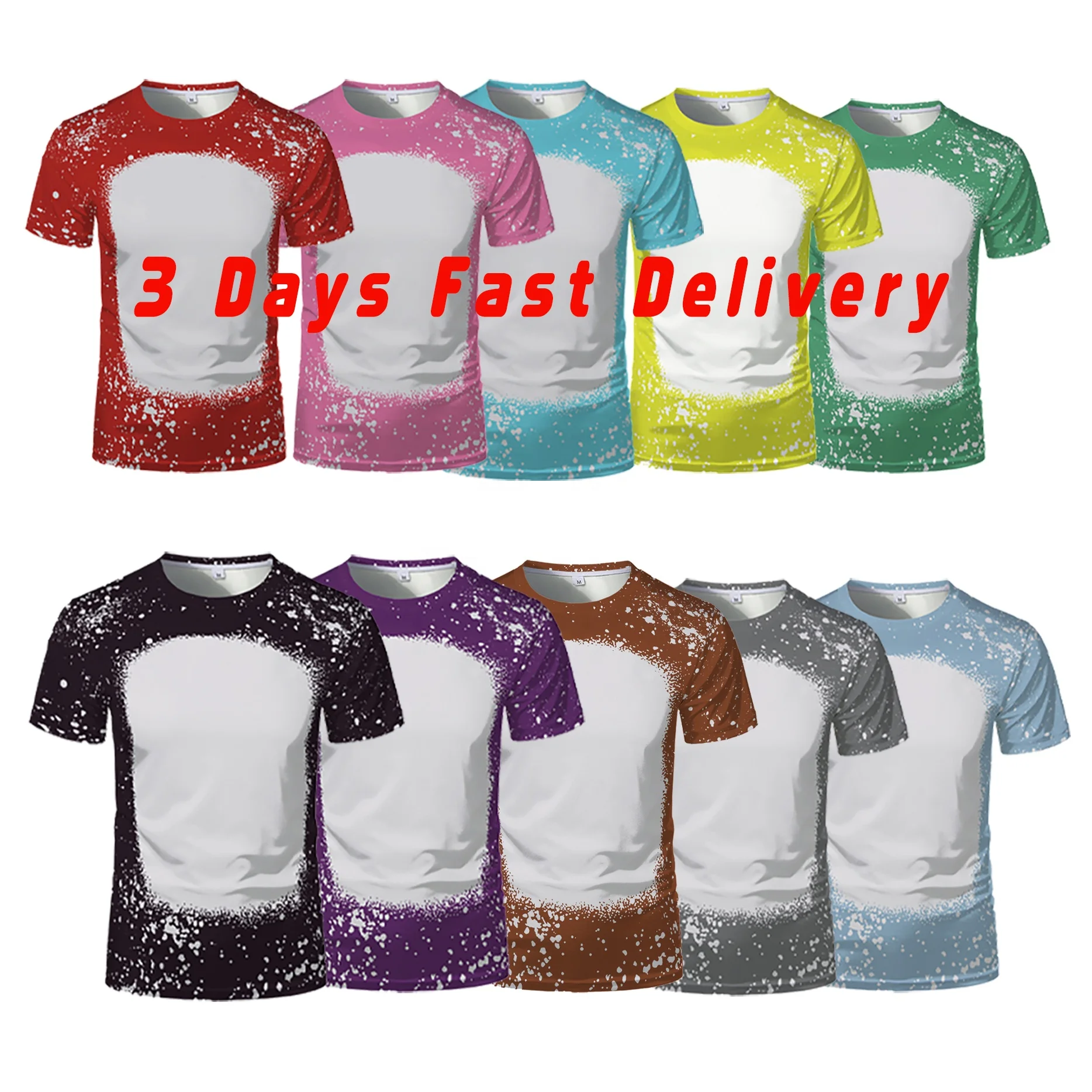 Wholesale Custom Printing 150g/200g Faux Bleached T-Shirt In Bulk, New 100% Polyester Sublimation Bleach T-Shirt Anime