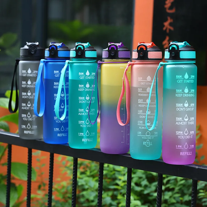 wholesale products 1000ml 32oz BPA Free Tritan Sport Fitness Motivational Plastic Water Bottles with Logo Custom