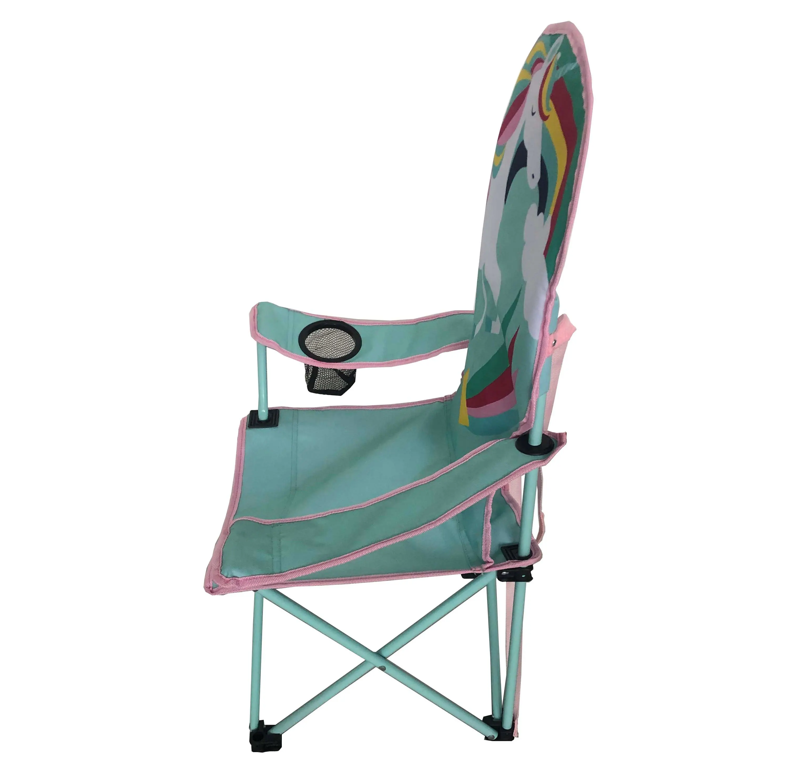 
safety fancy cartoon unihorn design shark and unicorn paint padded kids folding camping chair with armrest children stool 