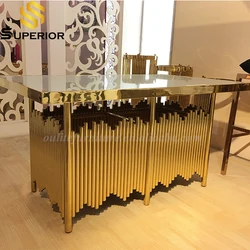 wholesale gold stainless steel wedding dining tables for luxury hotel event