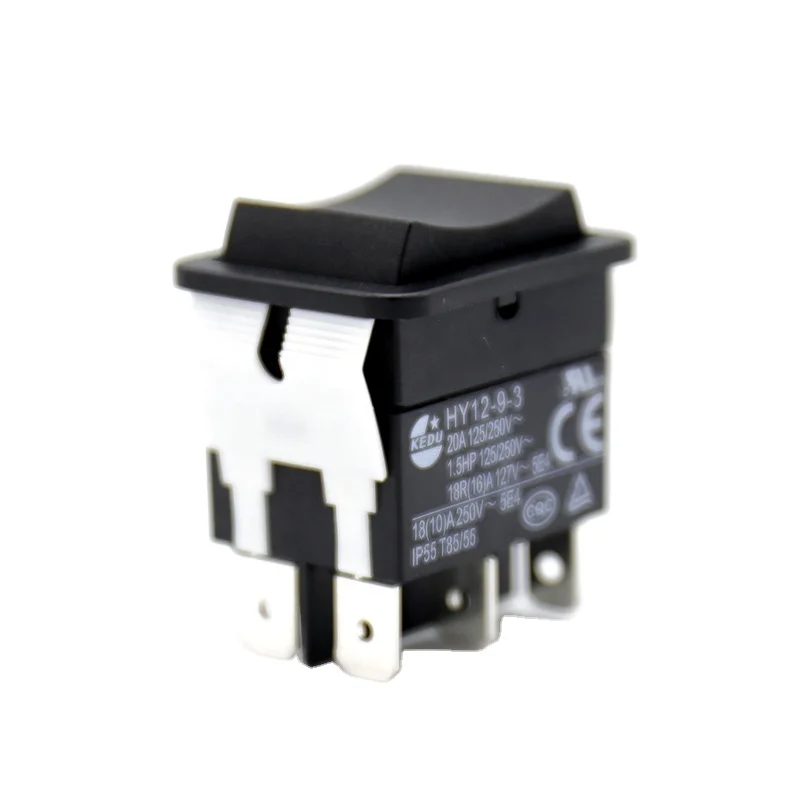 KEDU HY12-9-3 heavy duty 20A 250V rectangle boat on off on spring return 3 position 6 pin momentary rocker switch