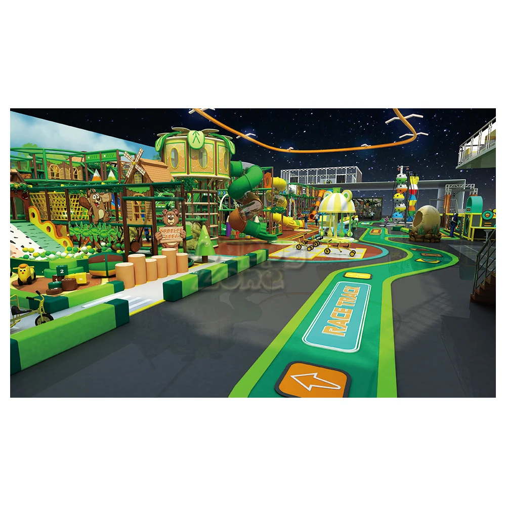 Customized commercial large Jungle theme Kids Amusement park indoor playground jungle gym with play structure, adventure games