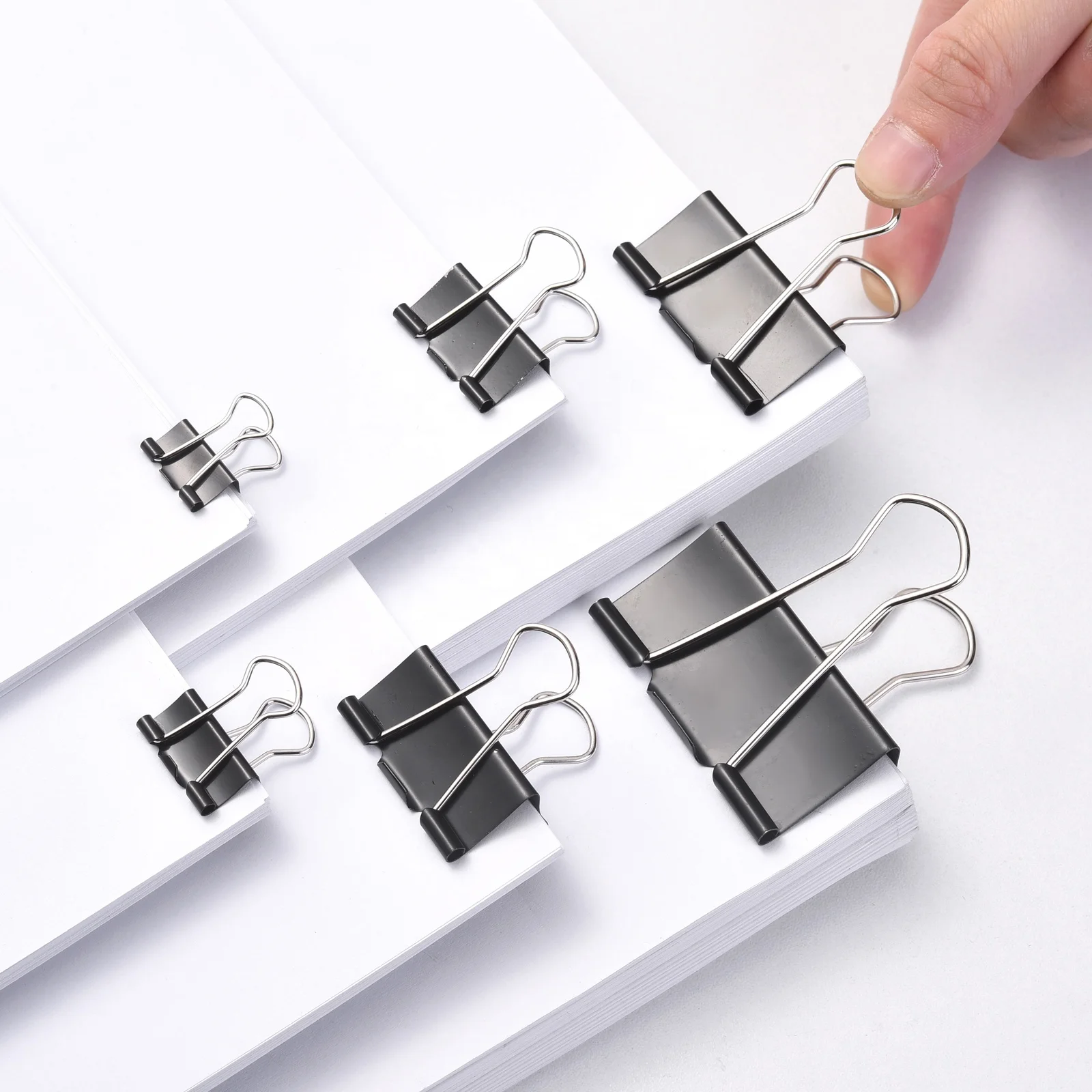 Black Binder Extra Small 60 Pack Mini Metal Paper Clip Clips for Office School (15mm/0.59inch) Metal Binder Office Folders