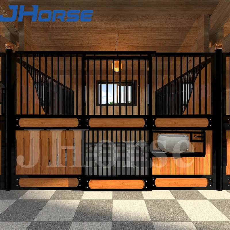 Hot Dip Galvanized Pine Bamboo Wood Horse Stable Sliding Door Style Horse Barn