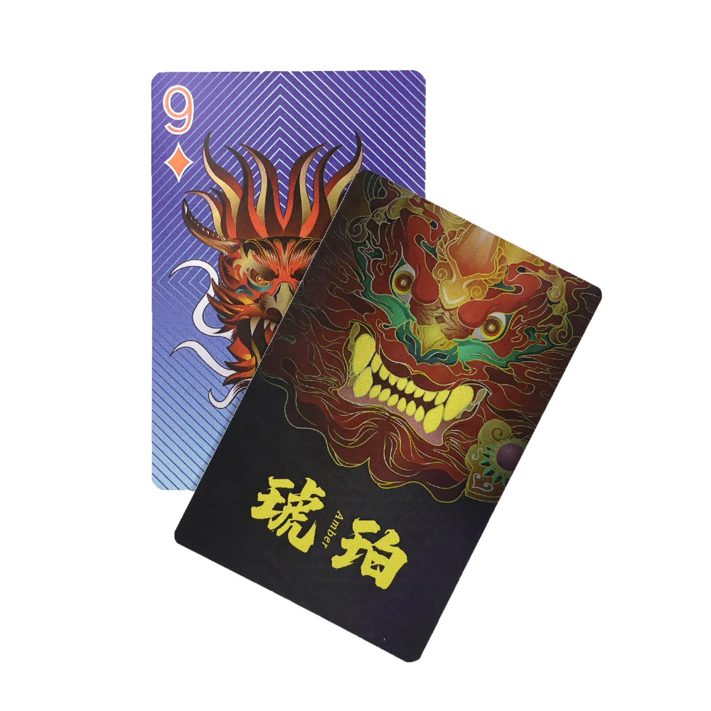 Design Unique Double-Sided Printing luxury marked logo black waterproof plastic magic gold playing cards