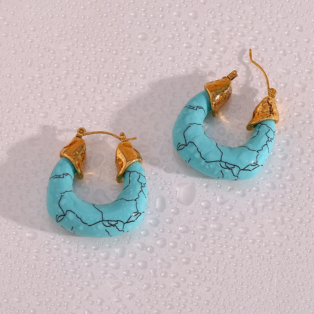 Murano Style Stainless Steel Jewelry Trendy Birthday Gifts Acrylic Turquoise Basket Earrings Stainless steel jewelry 18k gold