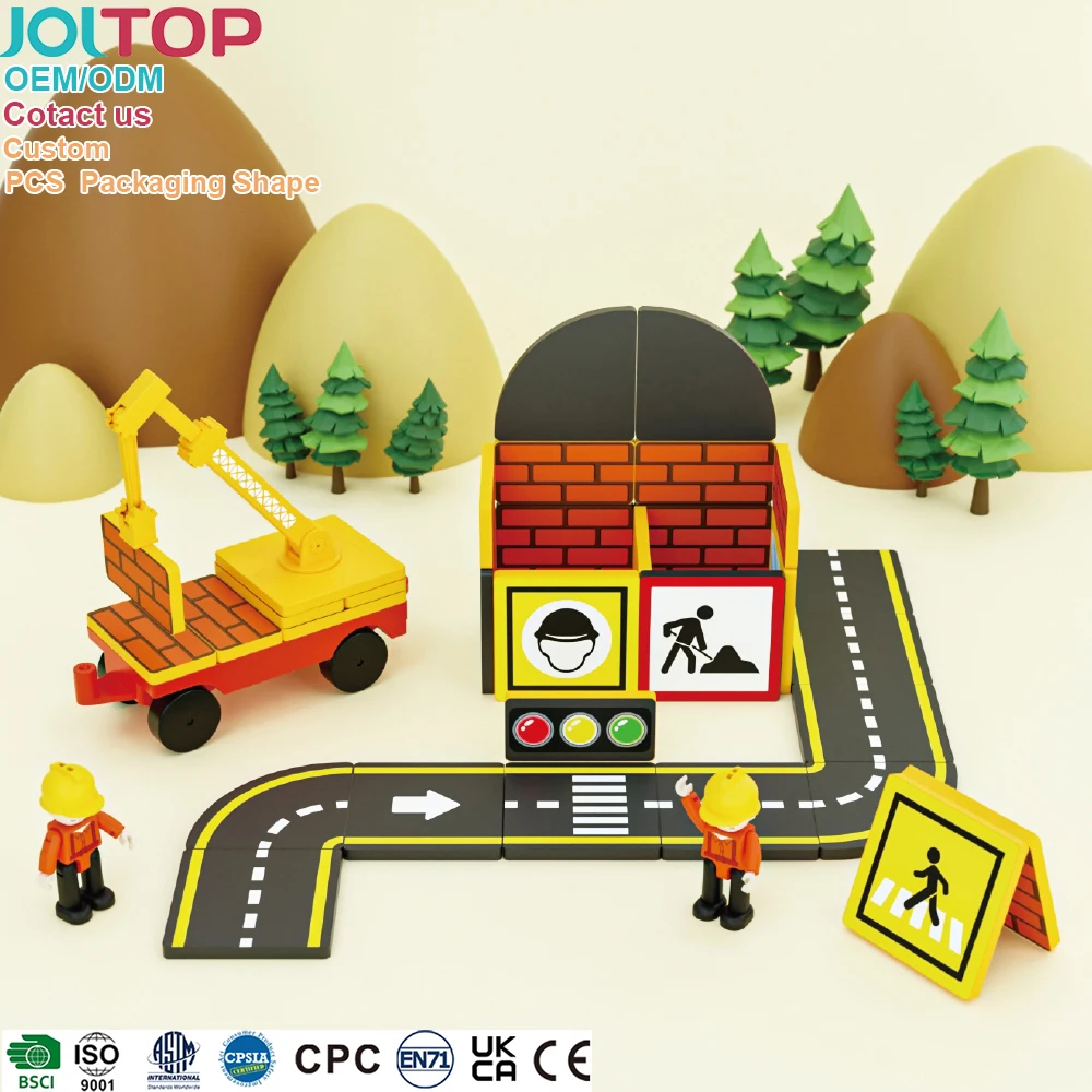 Wholesale OEM ODM Custom Construction Crane Toy Set Educational Magnet Building Block Kids Toys Sets