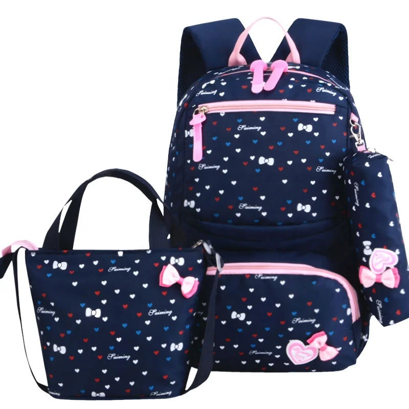 School Bag Set Student Backpack For Kids Cartoon Girls 3 Pcs Large Girl 3Pcs Pencil Pouch Sets Students Pack Kid