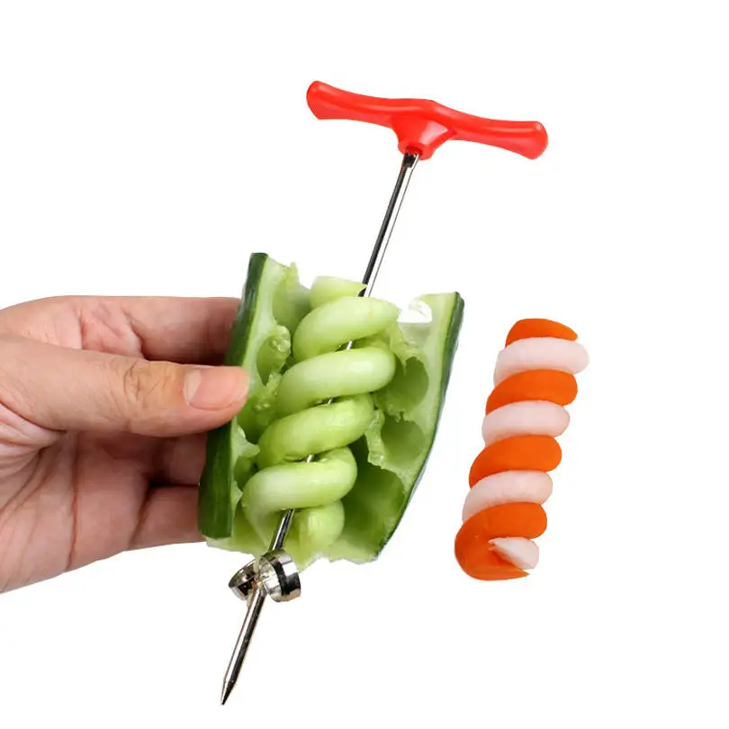 Wholesale Custom Stainless Steel Fruit Vegetable Twist Shredder Squeezers Manual Spiral Screw Slicer Cutter Spiralizer