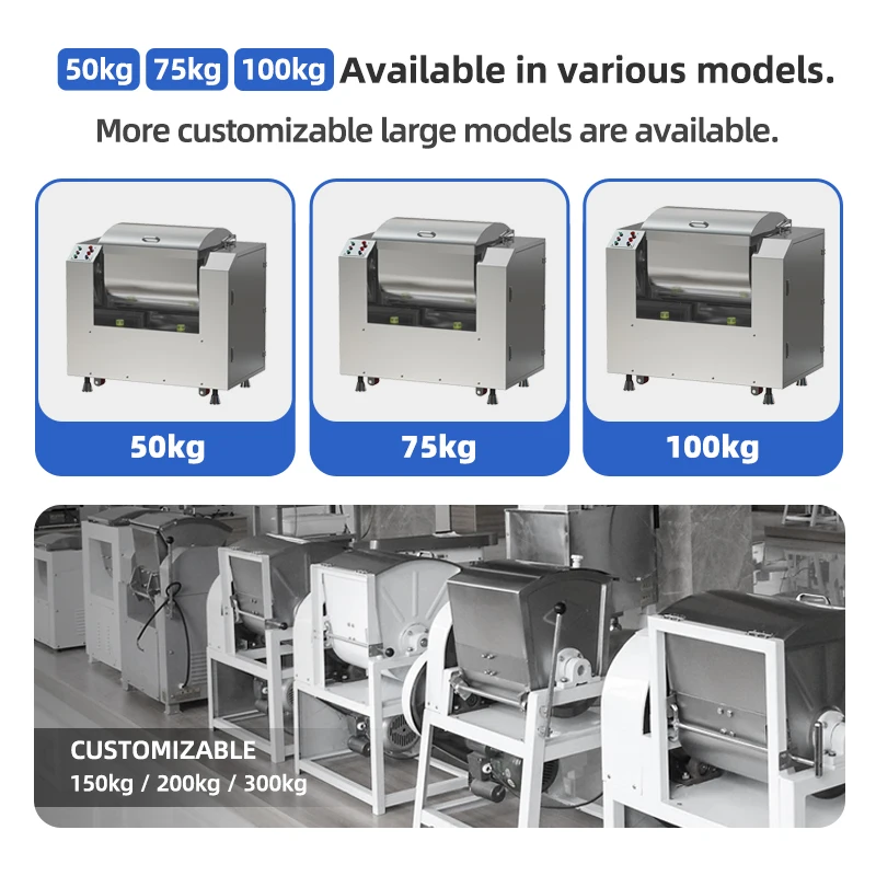 High Quality heavy duty dough flour mixer 50kg 75kg 100kg 120 kg 150 kg 200kg Stainless Steel  Electric  dough mixer machine