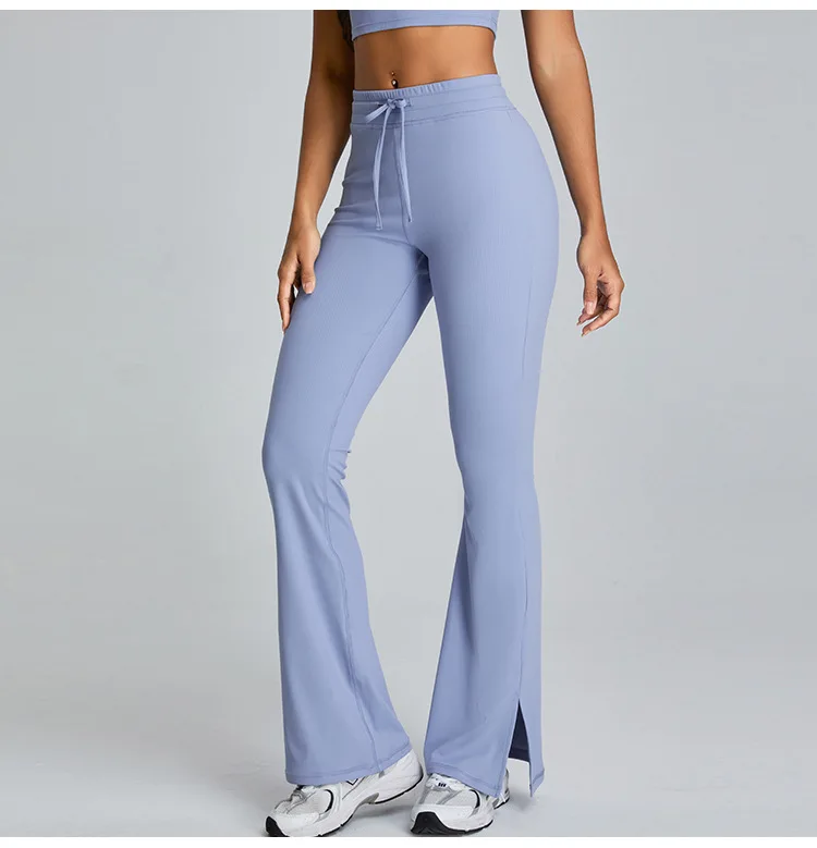 OEM Women Ribbed Crop Top T-shirt with Flare Leggings 2 Pcs Sets Plus Size Yoga Sports Gym Pants Sets Gym Fitness Active Wear