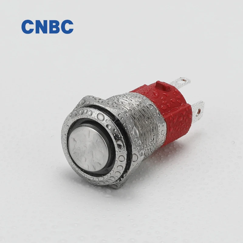 High Current 10A 16mm IP67 waterproof momentary self-locking 1NO high round ring ledmetal push button switch with 4pins