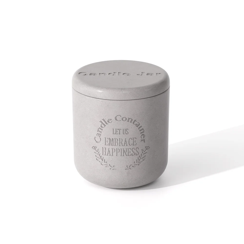 2022 Modern Design Custom Logo Cement Candle Holder Luxury Colorful Concrete Candle Vessels Jar With Lid In Bulk For Home Hotel