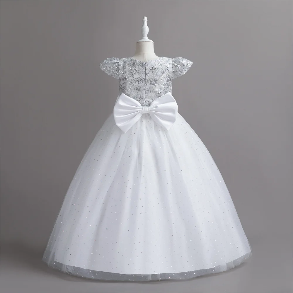 Luxury Flower Girls Kids White Long Ball Gown Dresses 10- 14 Yrs Fancy Children Party Frock White Red for 12 Year Old Girl