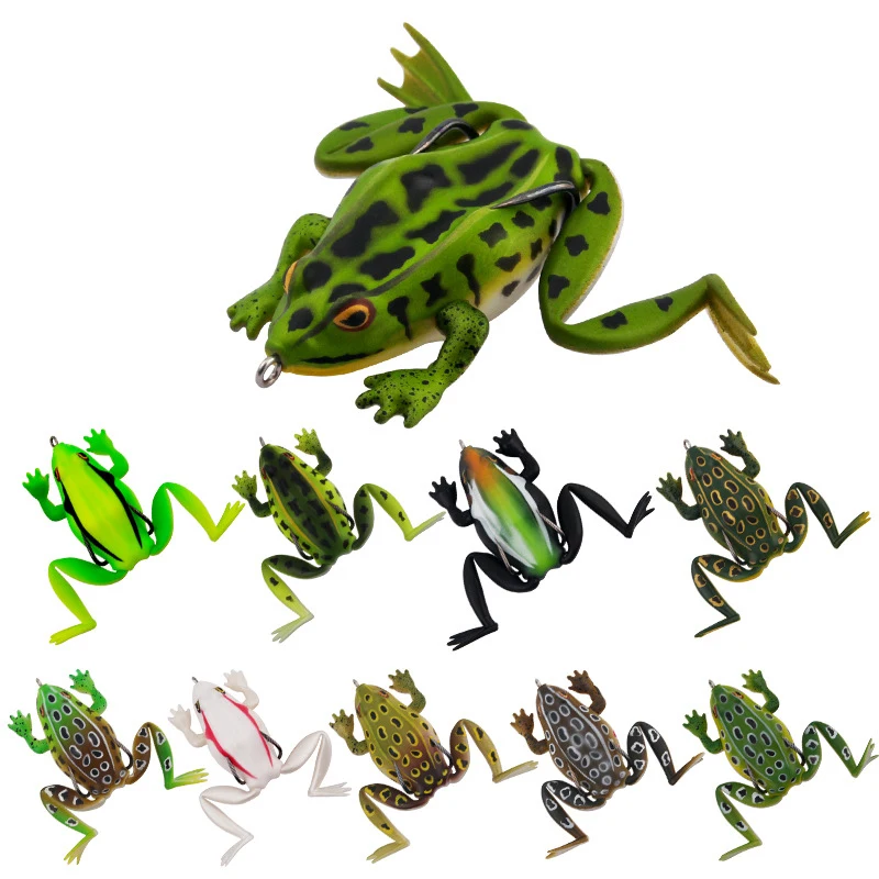 Jetshark Frog Lure for Bass Fishing Pocket Frog Lure 65mm Topwater Live Target Weedless Hooks for Trout Pike Fishing