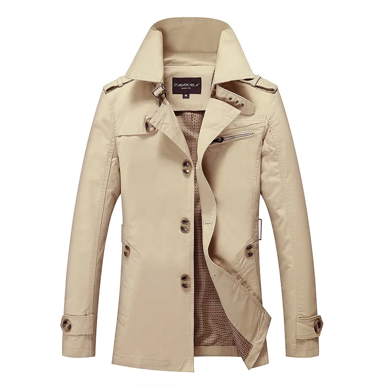 Men Jacket Coat Long Section Fashion Trench Coat Male Casual Fit Overcoat Jacket Outerwear